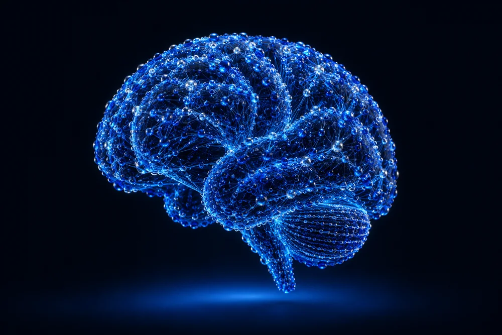 Rede neural azul, ilustração de integrações com inteligência artificial
